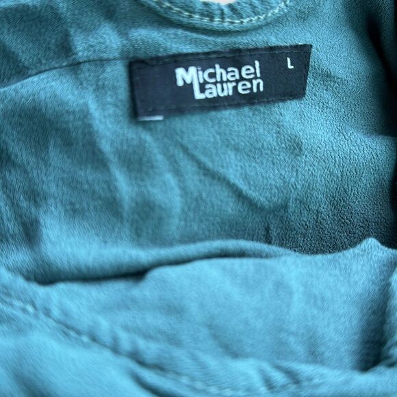 Michael Lauren NWT Sam Open Shoulder Bell Sleeve Top in Admiral Green size L - Picture 3 of 6